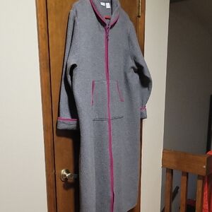Gray Pink Fleece Full Zip Ribe XL